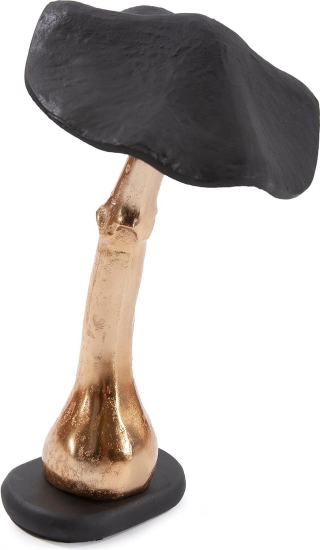 Howard Elliott Magical Mushroom Sculpture Gold Black Matte 17H (1 of 9)