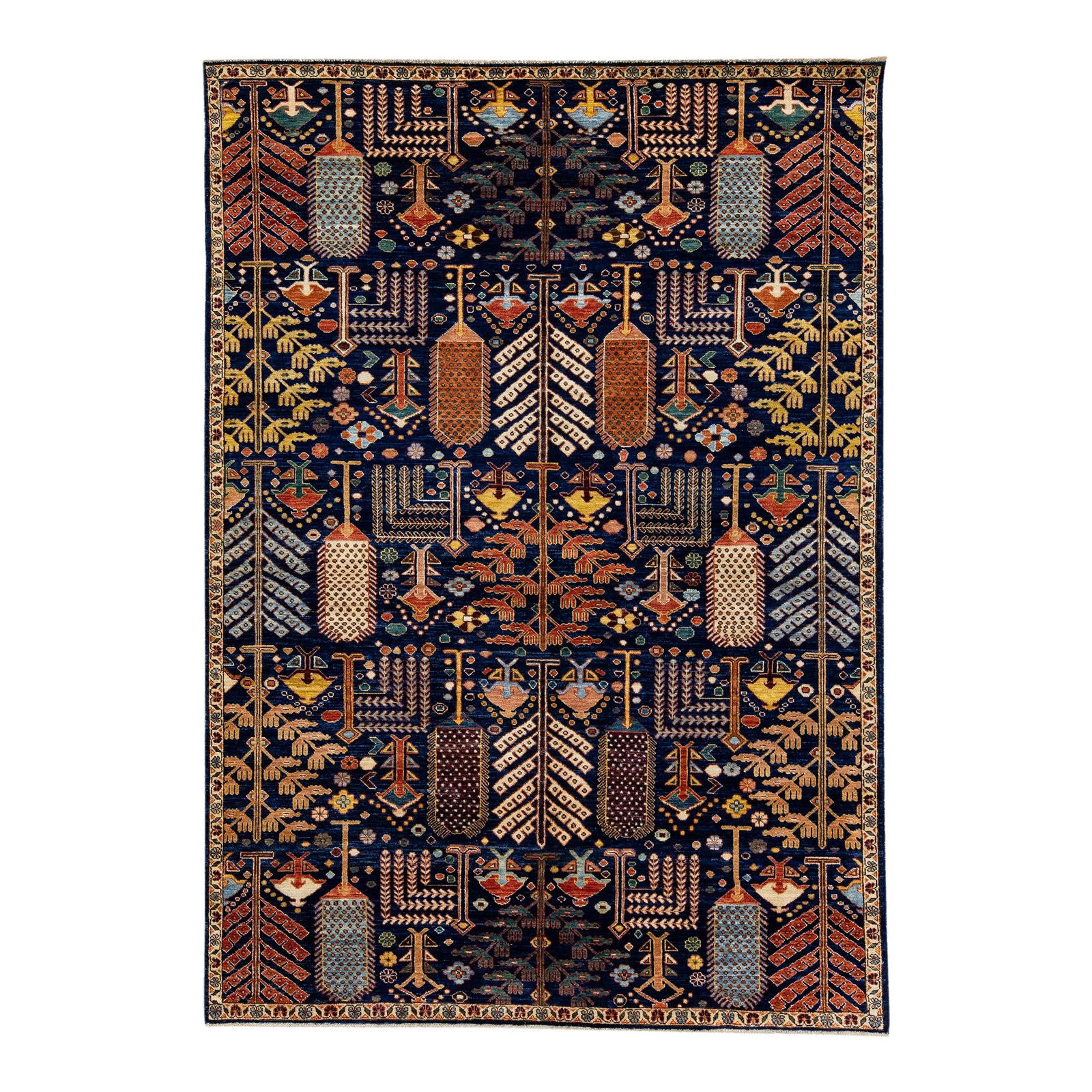 Modern Bidjar Style Navy Blue Wool Rug 6'3 x 8'10 Geometric Design (1 of 7)