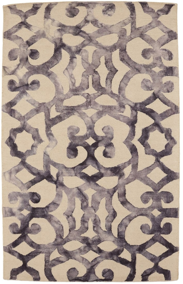 Hand-Tufted Wool Area Rug 5X8 Dark Purple Abstract Modern Design (1 of 12)