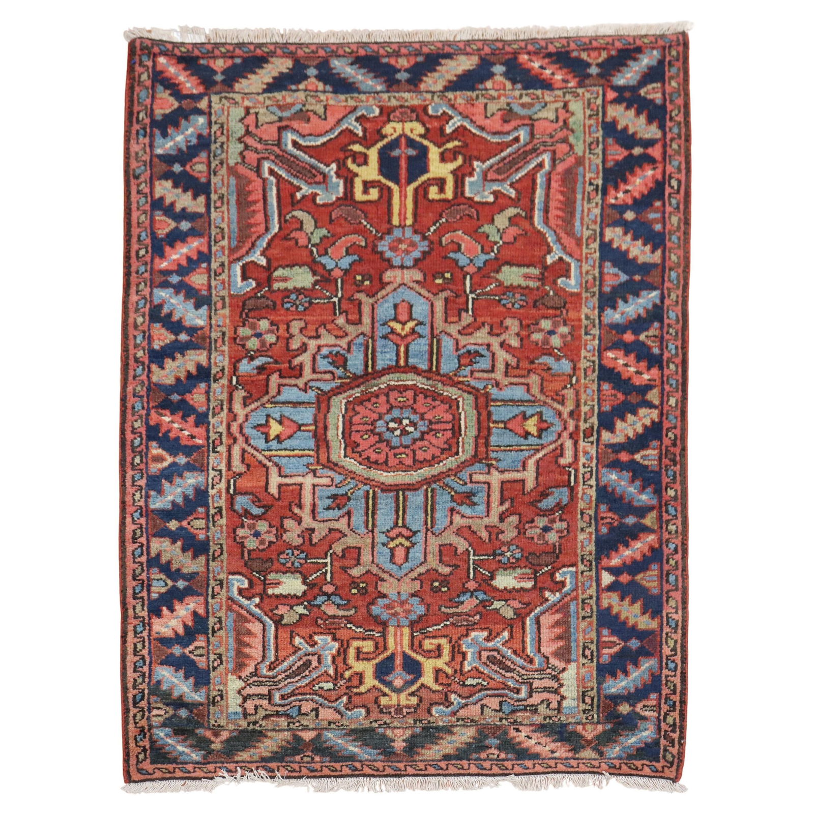 Antique Persian Heriz Small Rug 39x51 Hand-Woven Wool Early 20th Century Iran (1 of 8)