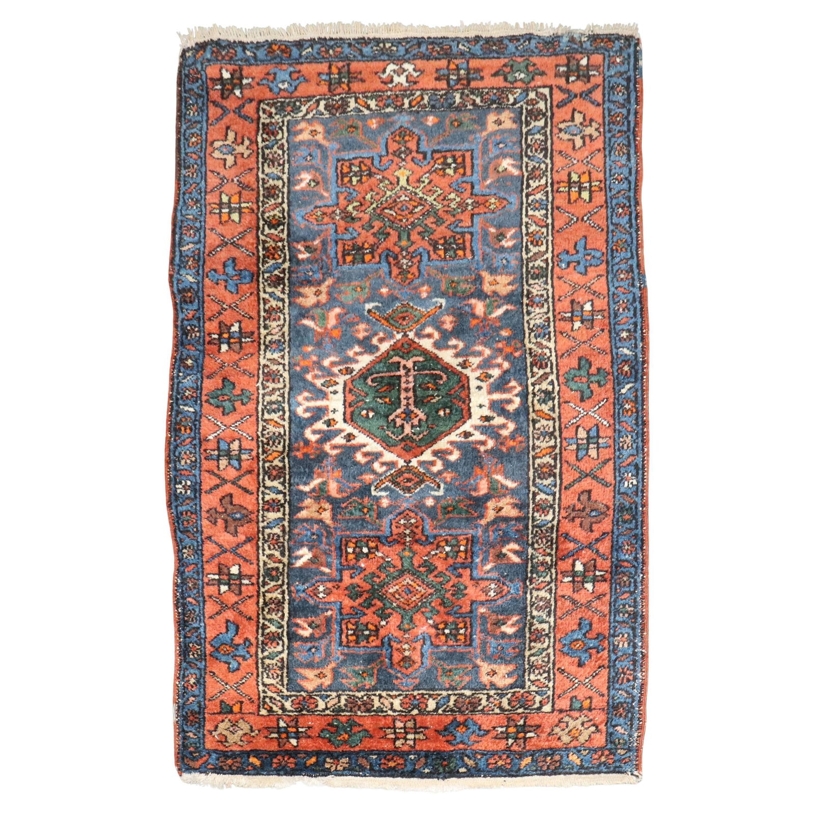 Antique Persian Heriz Karadja Hand-Knotted Wool Rug 3' x 4'7'' (1 of 9)