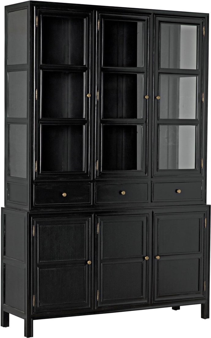 Elegant Noir Colonial Mahogany Hutch Hand-Rubbed Black Finish (1 of 15)