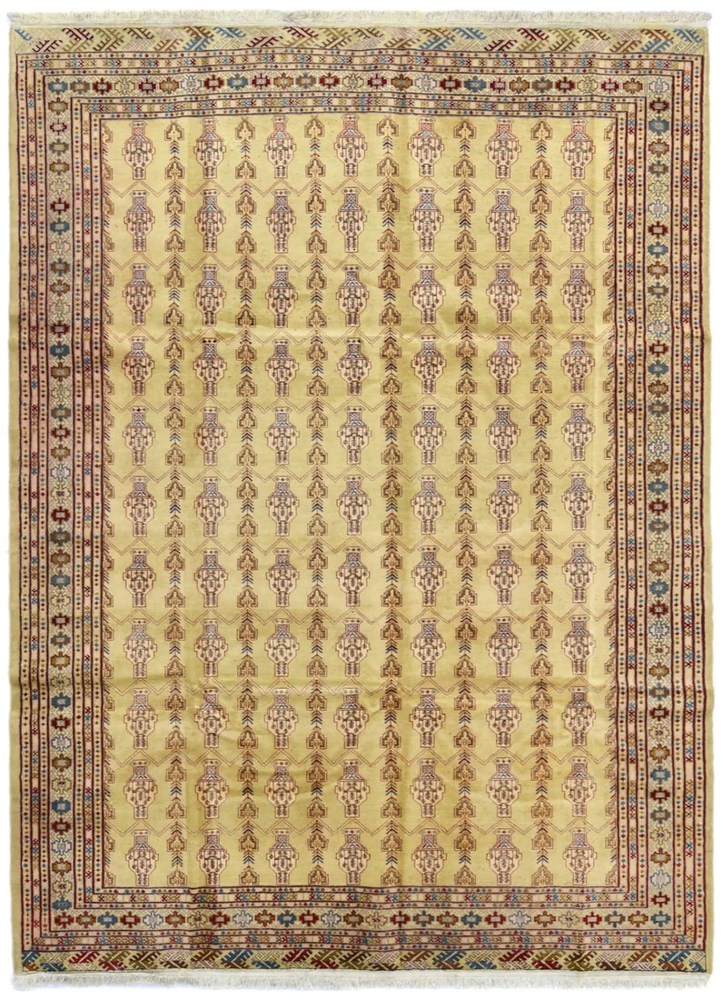 Unique Beige Tribal Handmade Wool Carpet 6'8 x 9'0 Vintage Area Rug (1 of 17)