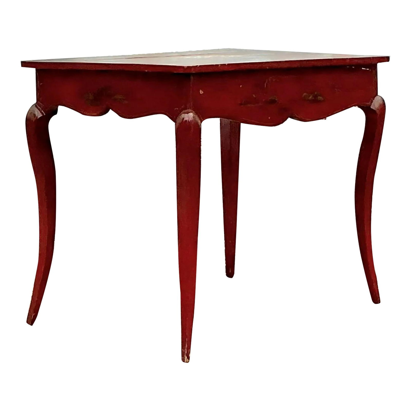 Vintage Asian Lacquered Chinoiserie Side Table in Maroon (1 of 10)
