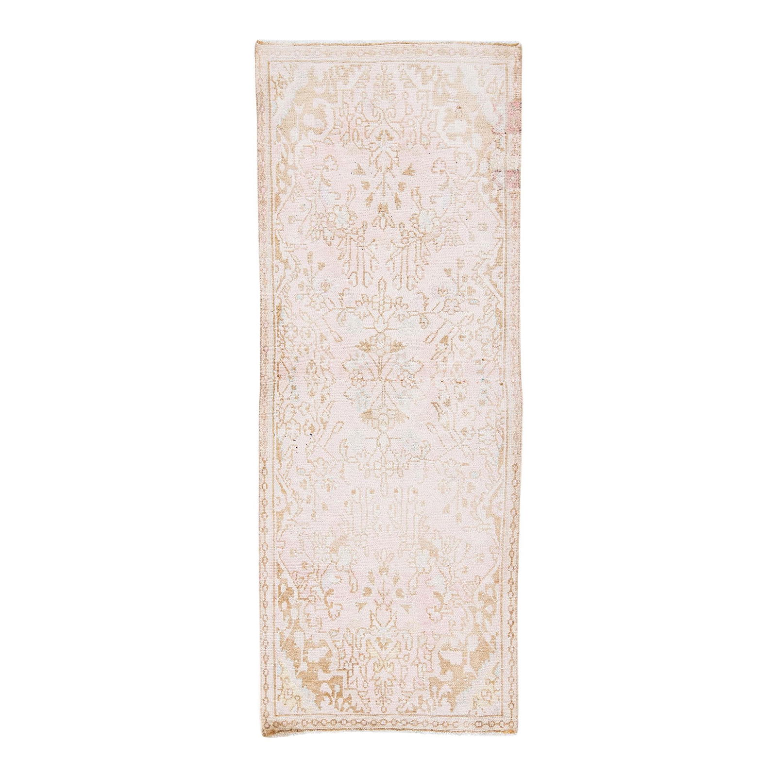 Vintage Persian Hamadan Handmade Floral Wool Runner 2'7 x 6 Beige (1 of 8)