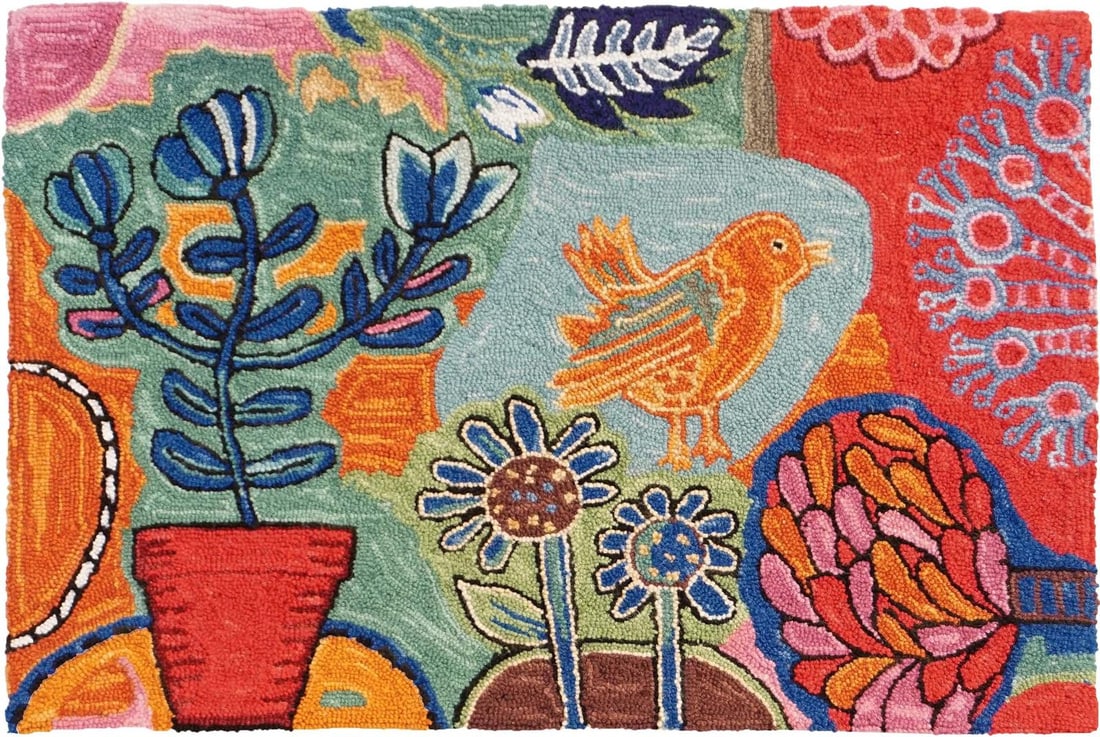 Vibrant Colorful Abstract Bloomer Garden 100% Wool Rug 3x5 (1 of 2)