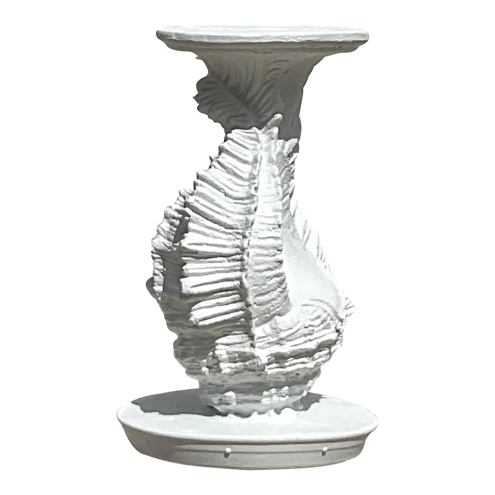 Vintage Coastal Conch Shell Pedestal Decorative Accent (1 of 5)