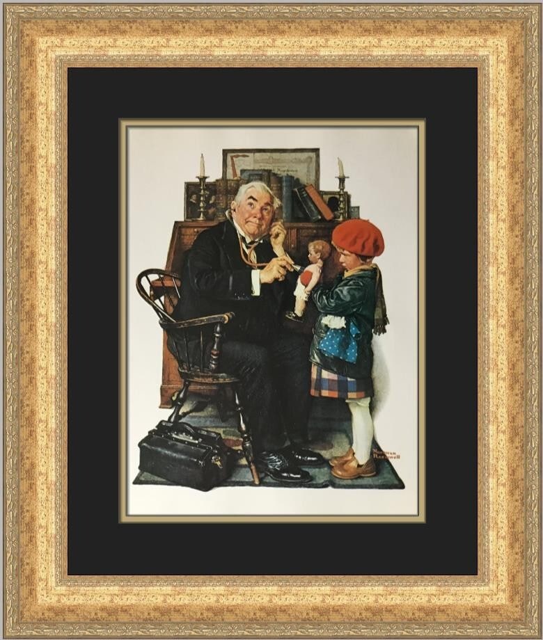 Norman Rockwell The Doctor and The Doll Framed Print 1977 Americana Art (1 of 2)