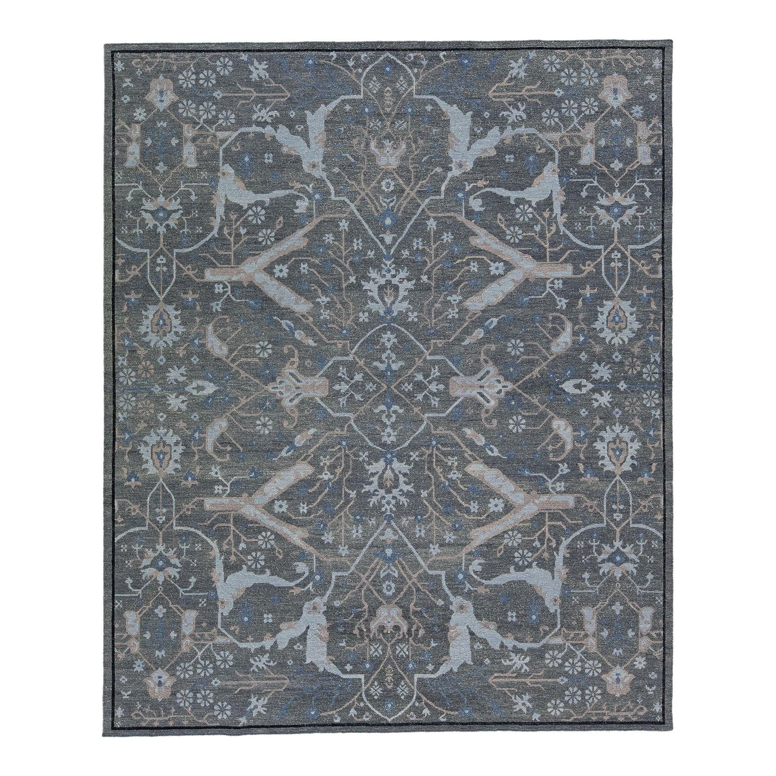 Gray Modern Soumak Handmade Wool Rug 8' x 10' Geometric Design: Gray Modern Soumak Handmade Wool Rug 8' x 10' Geometric Design Enhance your living space with this exquisite Modern Soumak hand-knotted wool rug, showcasing a sophisticated gray field. The rug feature