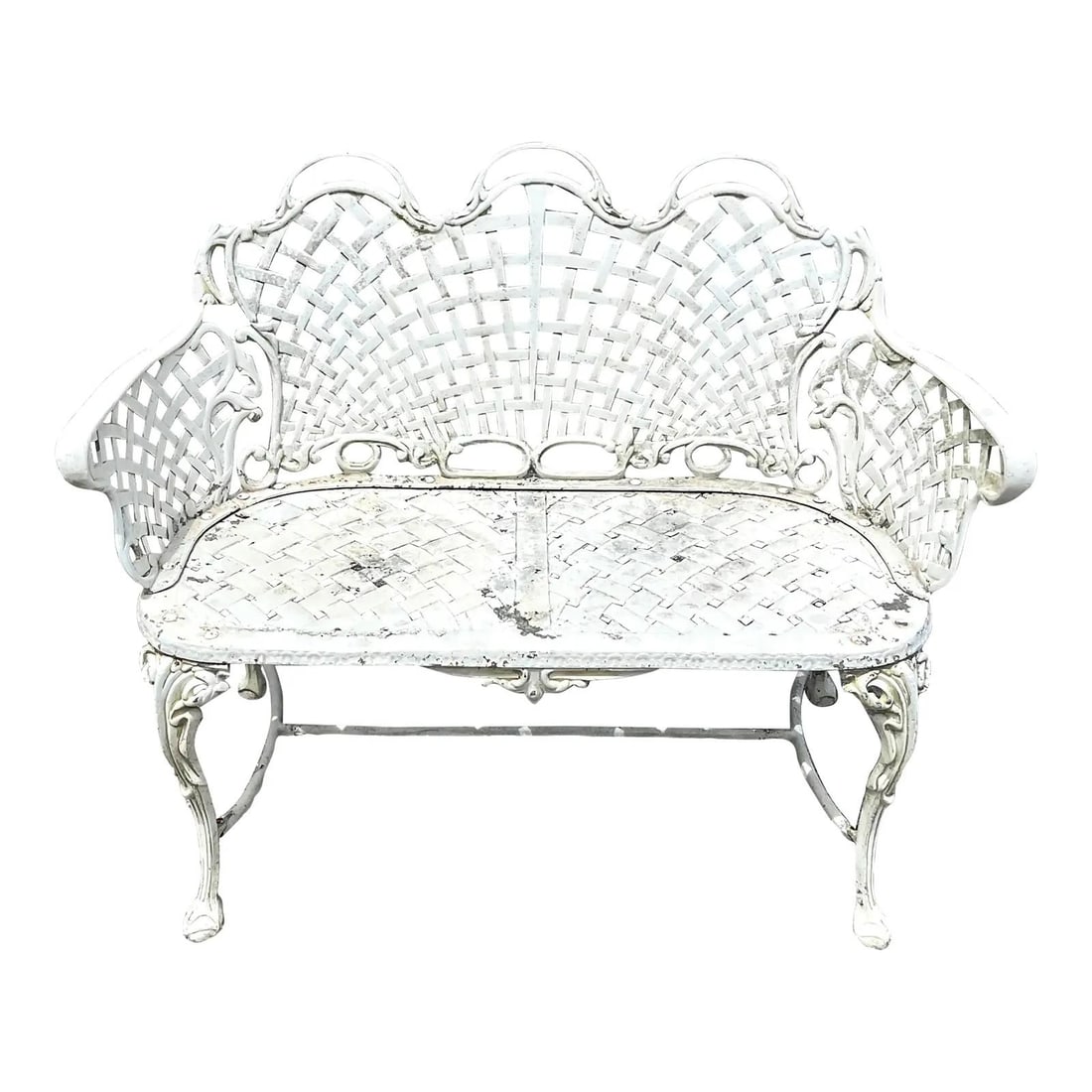 Vintage Regency Wrought Iron Bench with Elegant Web Design (1 of 7)