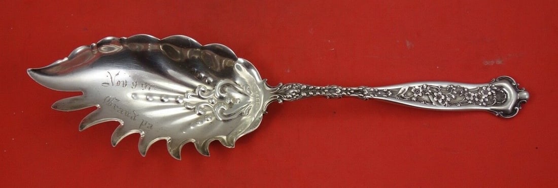 Whiting Sterling Silver 10 Inch Dresden Macaroni Server Monogrammed 1897 (1 of 2)
