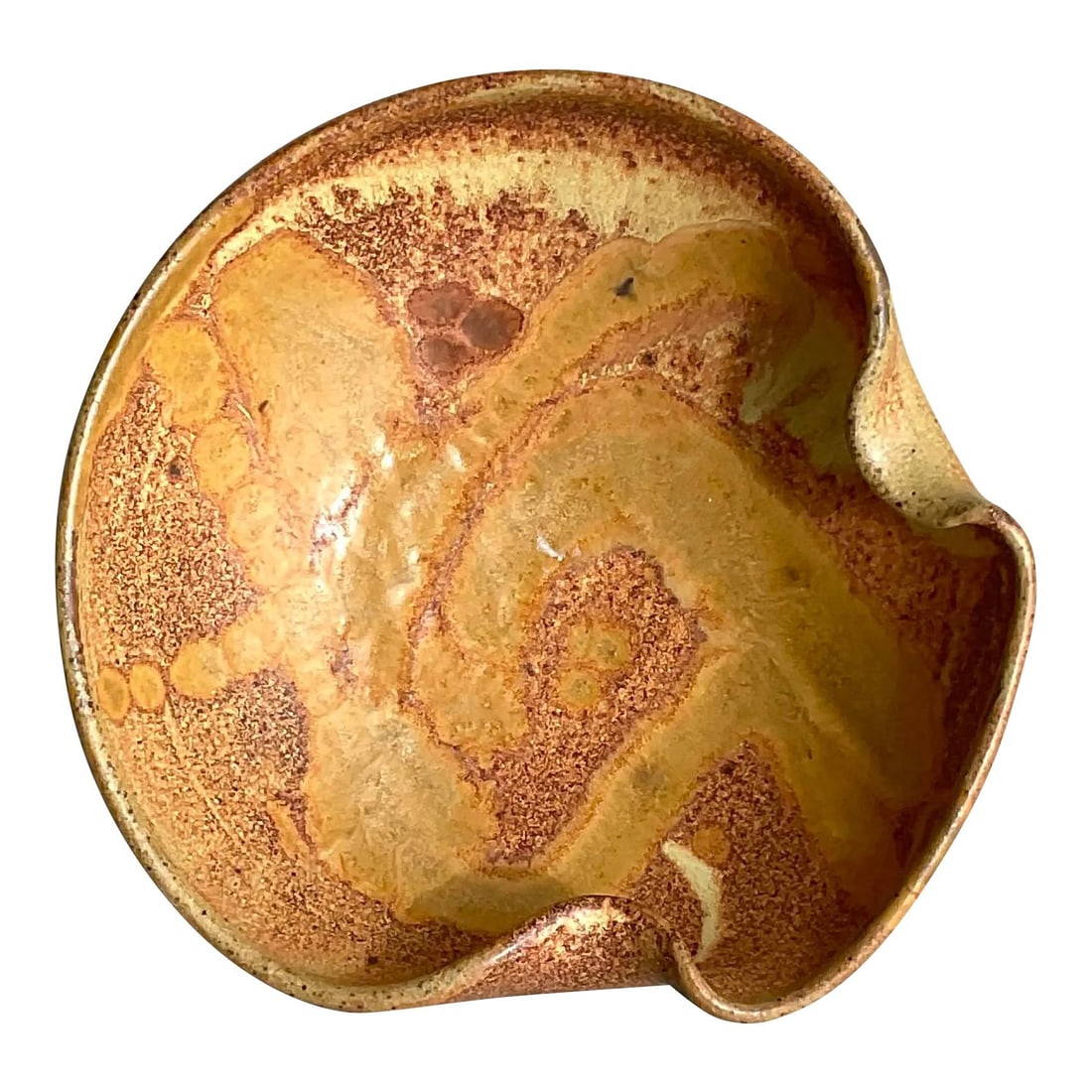 Vintage Boho Goldenrod Pottery Bowl 8 x 8 x 2.5 (1 of 3)