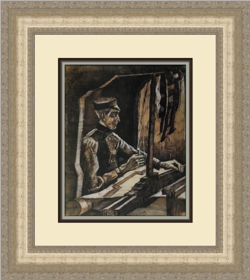 Vincent Van Gogh Weaver Facing Right Custom Framed Print 18 x 17: Vincent Van Gogh Weaver Facing Right Custom Framed Print 18 x 17 This stunning custom framed print features Vincent Van Gogh's artwork titled "Weaver Facing Right." Crafted with care, this medium-size