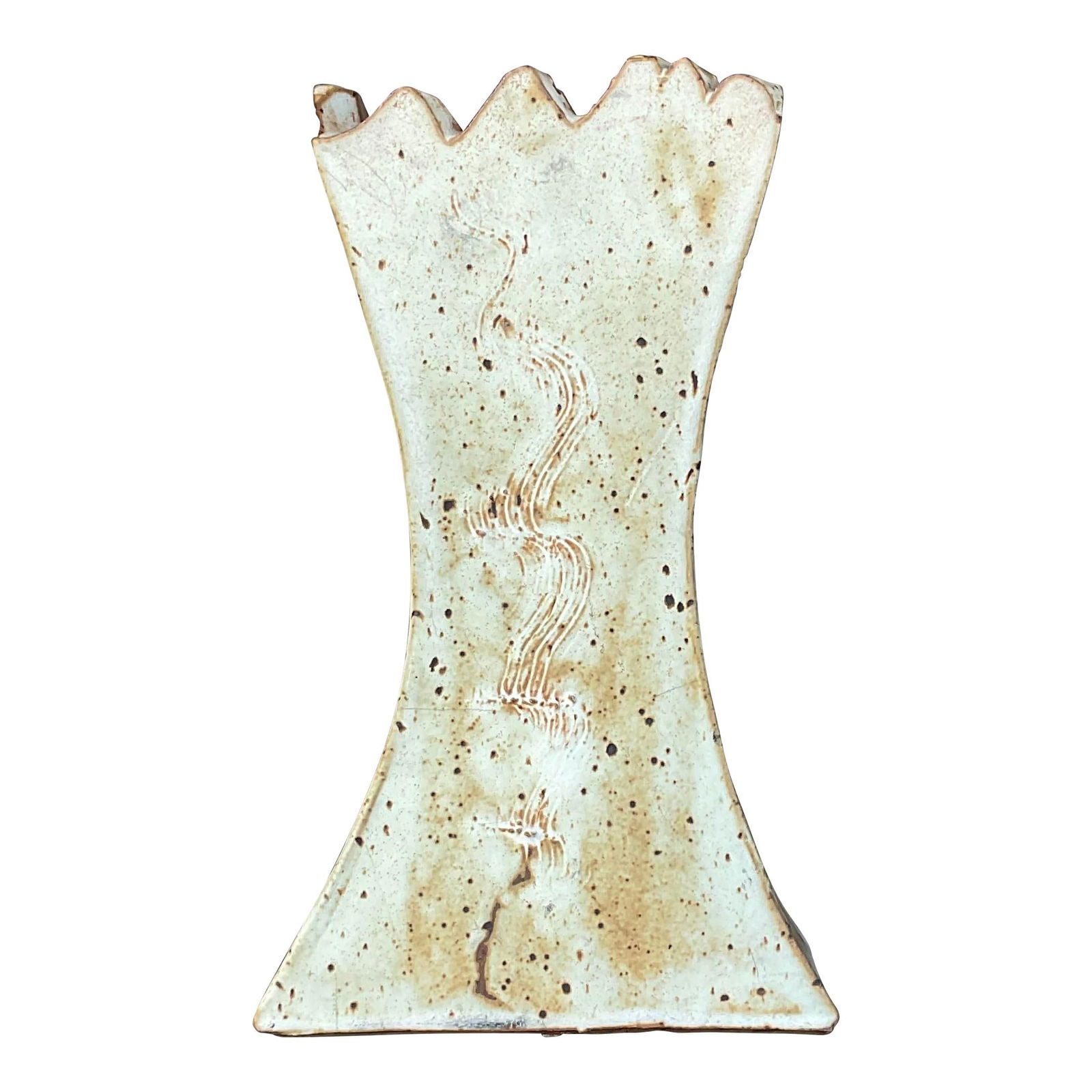 Vintage Boho Handcrafted Studio Pottery Vase Tan 12" (1 of 6)