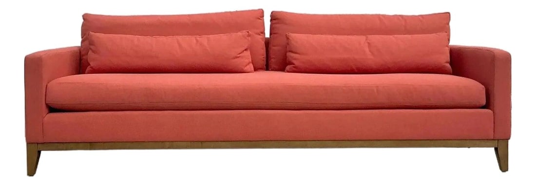 Kravet Vintage Tuxedo Sofa Coral Performance Fabric Nailhead (1 of 10)