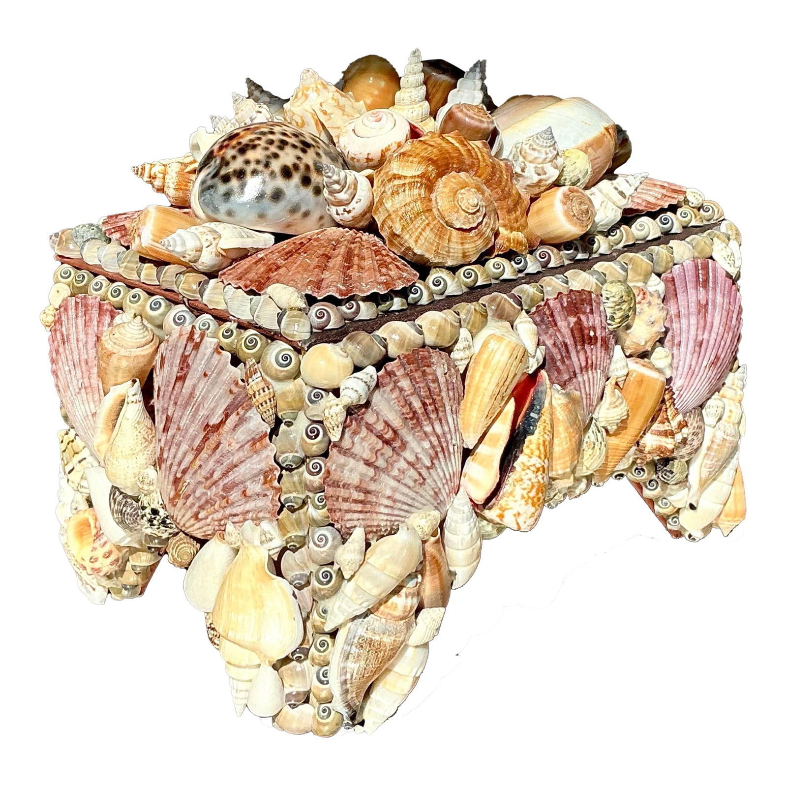 Handcrafted Vintage Coastal Shell Encrusted Box Decorative Storage (1 of 7)