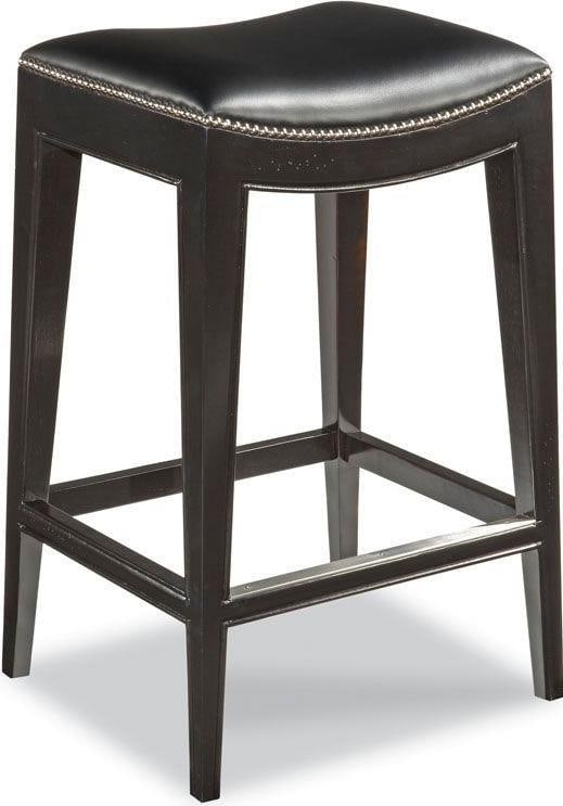 Woodbridge Jackson Black Leather Counter Stool 24H Nickel Finish (1 of 3)