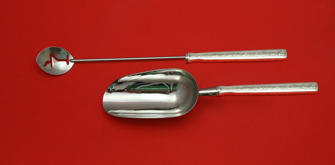 Gorham Trilogy Sterling Silver 2pc Bar Set Custom Made Martini Spoon Ice Scoop (1 of 1)