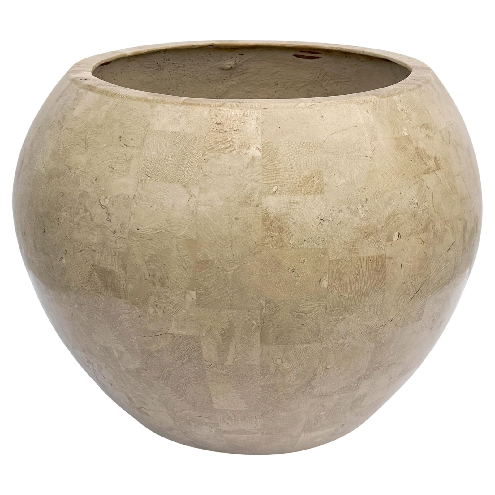 Maitland-Smith Postmodern Stone Inlay Cachepot Planter 12in High (1 of 9)