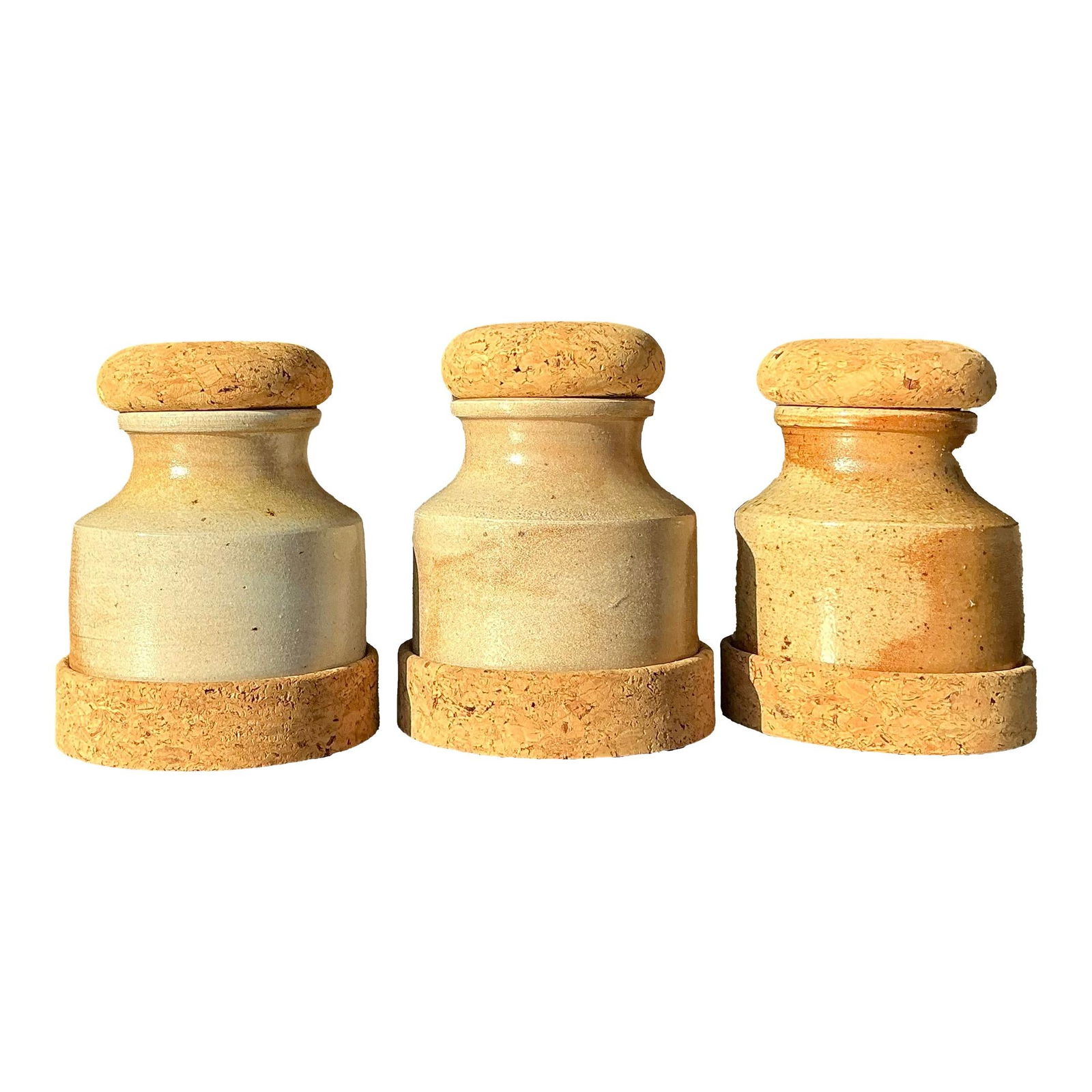 Set of 3 Vintage Boho Pottery Jars with Cork Lids (1 of 10)