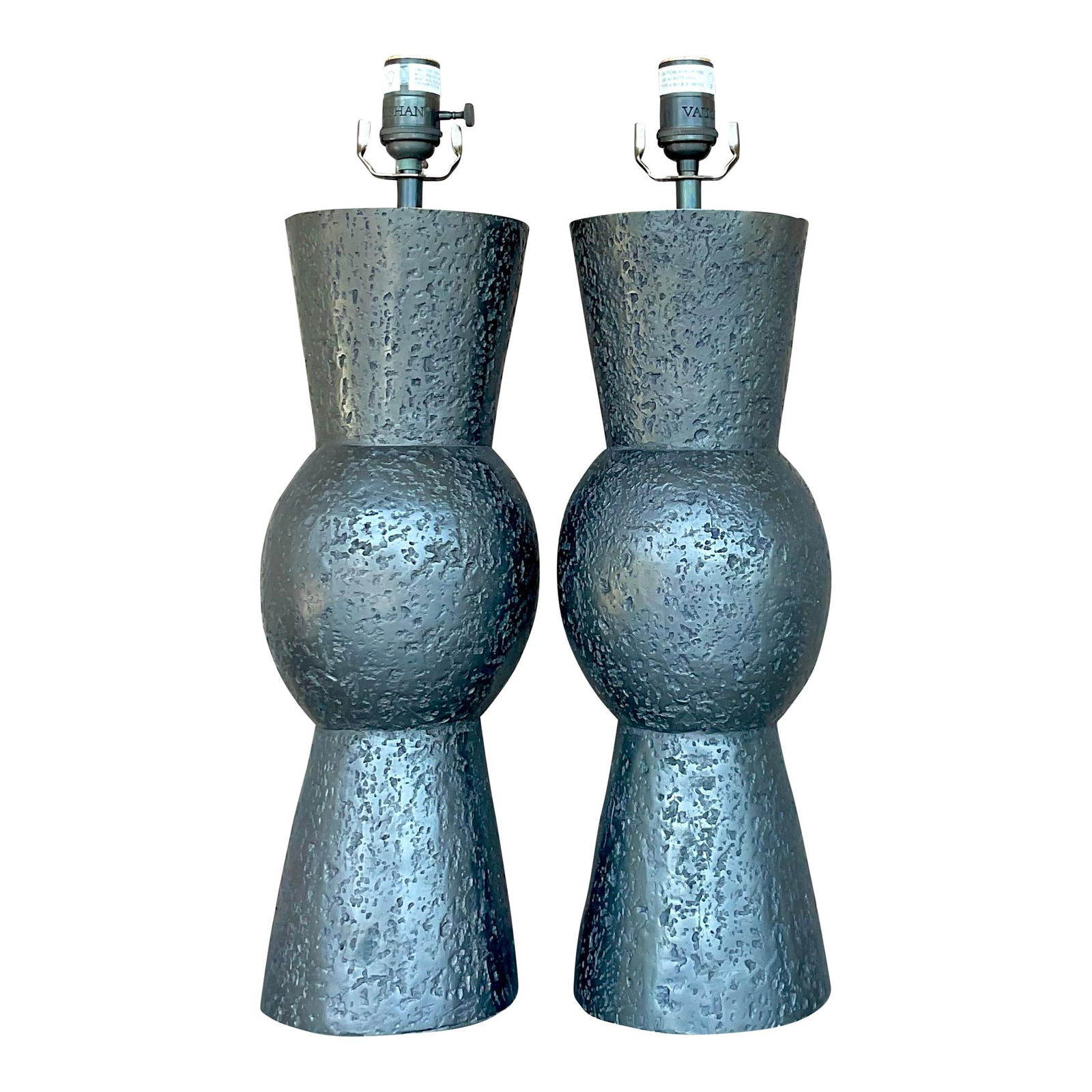 Chic Vaughan Patinated Brass Table Lamps Pair Abstract Design (1 of 5)