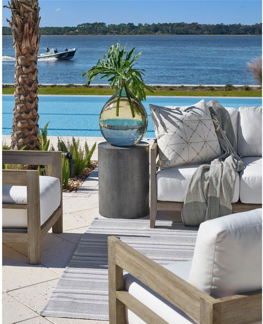 Universal Coastal Style Oahu Side Table Harvest Gray Metal (1 of 3)