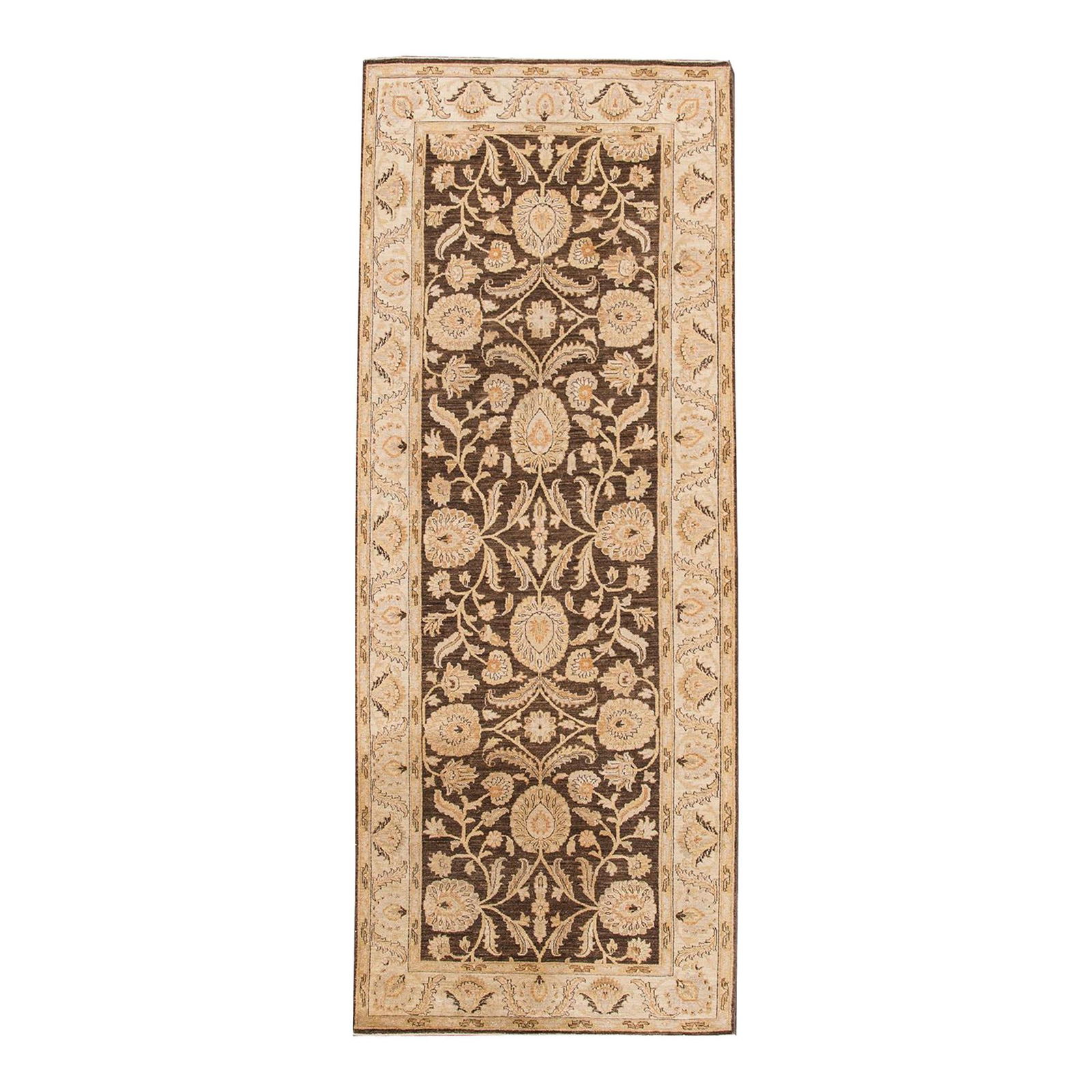 Peshawar Handmade Brown Floral Wool Runner 4'1 x 10'8 (1 of 10)