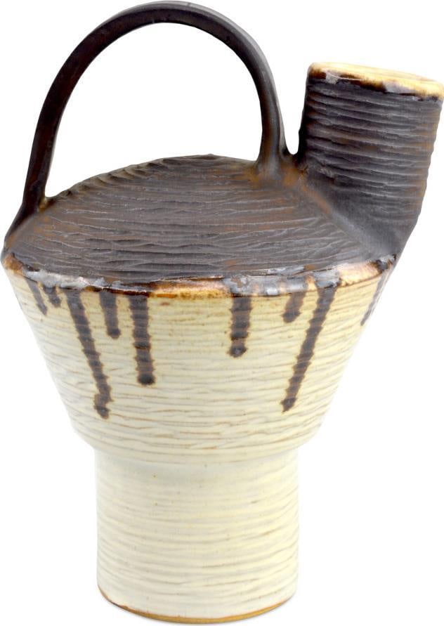 Currey Bernard Asymmetric Terracotta Vase Brown Ivory Finish (1 of 4)