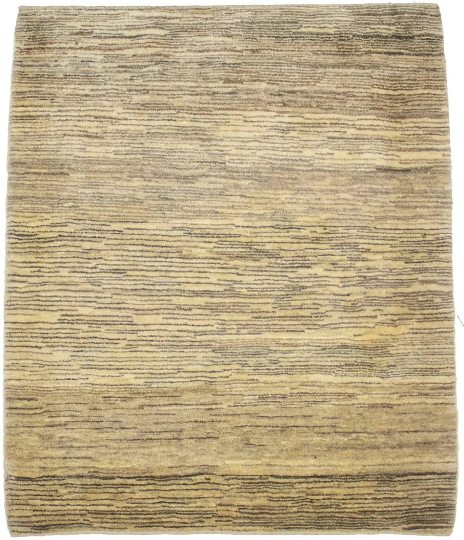 Handmade Vintage Tribal Striped Gabbeh Rug 3'8 x 4'5 Wool Carpet (1 of 12)