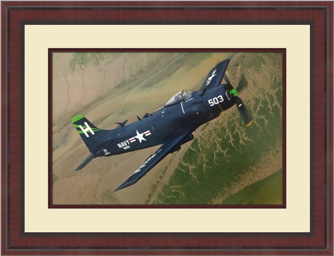 Douglas AD-4NA Skyraider Custom Framed Lithograph by Philip Makanna (1 of 2)