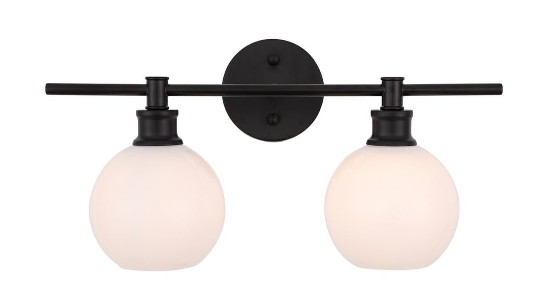 Collier Modern Wall Sconce with Frosted Glass Shades Black Metal 2 Light (1 of 11)