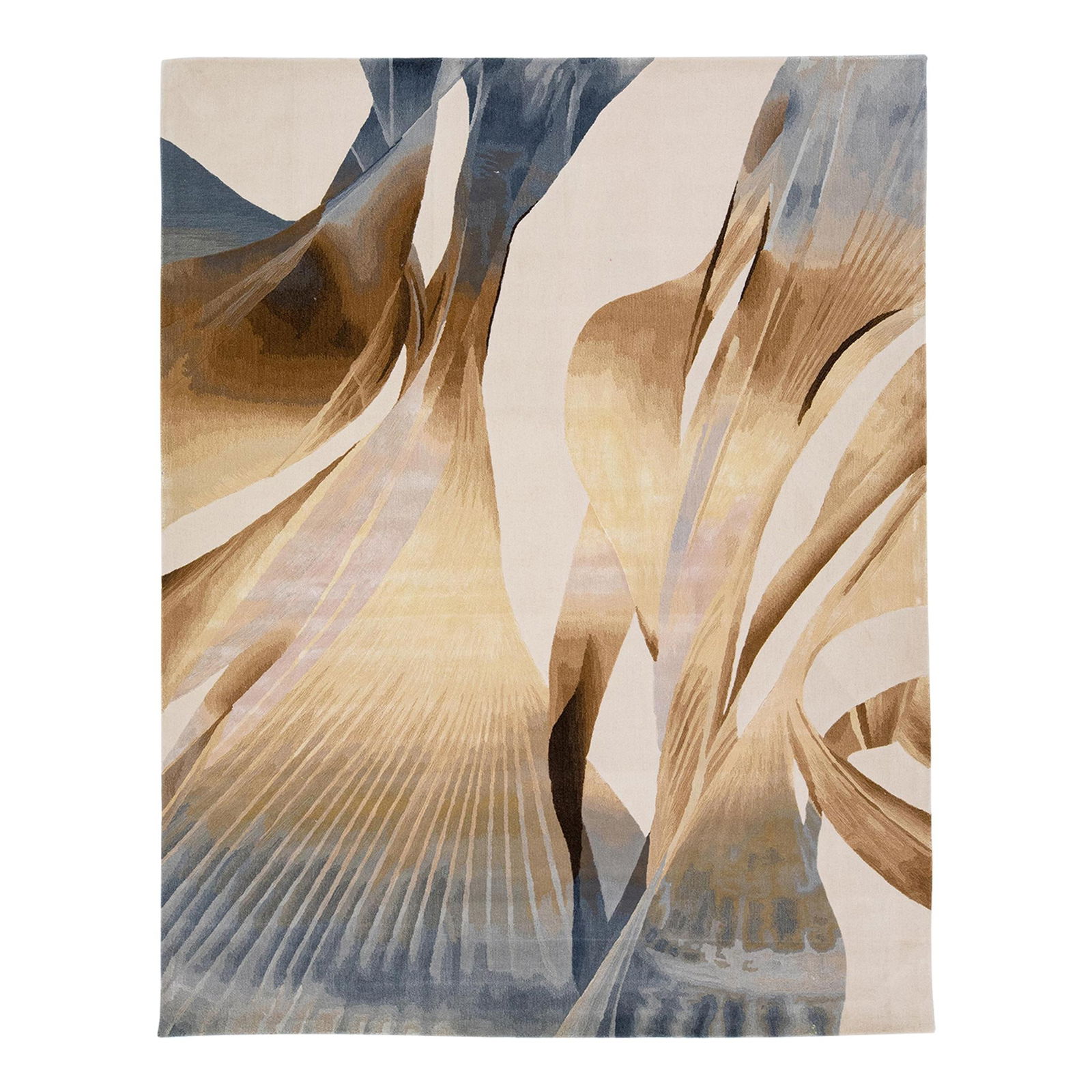 Handmade Abstract Wool Silk Rug 7'9 x 9'9 in Earthy Hues: Handmade Abstract Wool Silk Rug 7'9 x 9'9 in Earthy Hues This exquisite hand-tufted abstract rug serves as a stunning foundation for your interior decor. Featuring a sophisticated color palette of ele