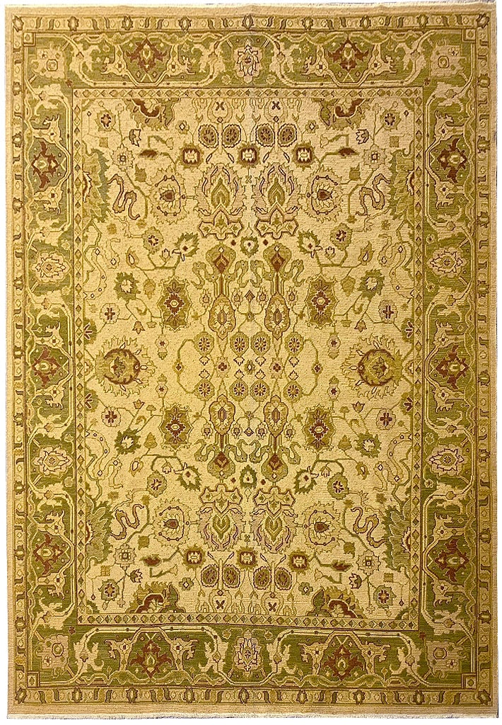 8 x 10 Handmade Flatweave Sumak Rug Light Yellow Green India (1 of 11)