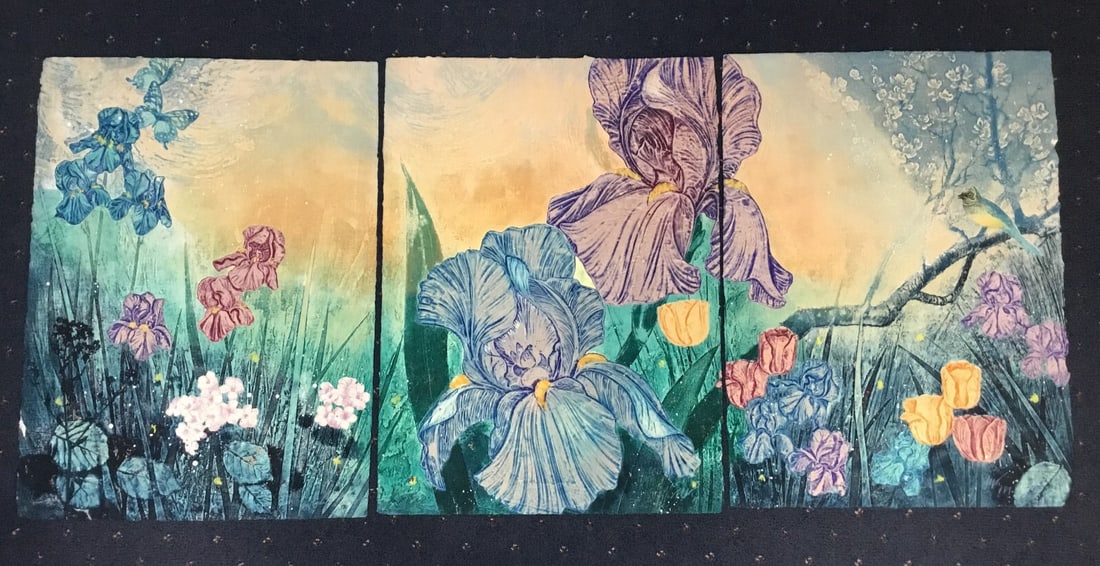 Mikulas Kravjansky Blue Spring Song Triptych Signed Etching Limited Edition 2/50 (1 of 8)