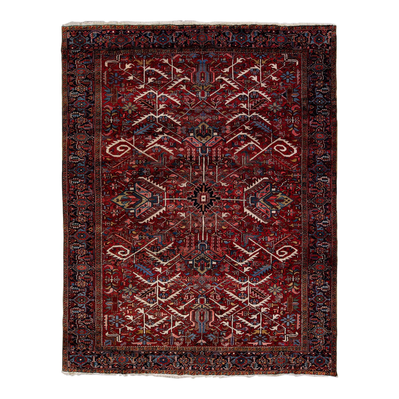 Antique Heriz Handmade Wool Rug Red 9' x 11'2 (1 of 10)