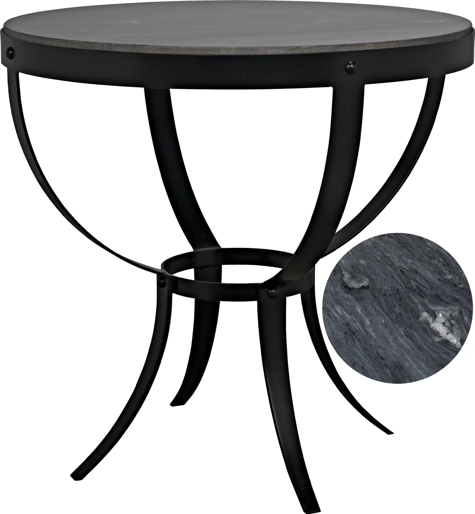 Noir Byron Black Marble Side Table Industrial Steel: Noir Byron Black Marble Side Table Industrial Steel This Traditional Black Marble Side Table combines elegance and functionality, featuring a striking matte black base and a luxurious Night Snow marbl