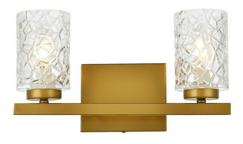 Cassie 2 Light Brass Wall Sconce with Clear Glass Shades (1 of 6)