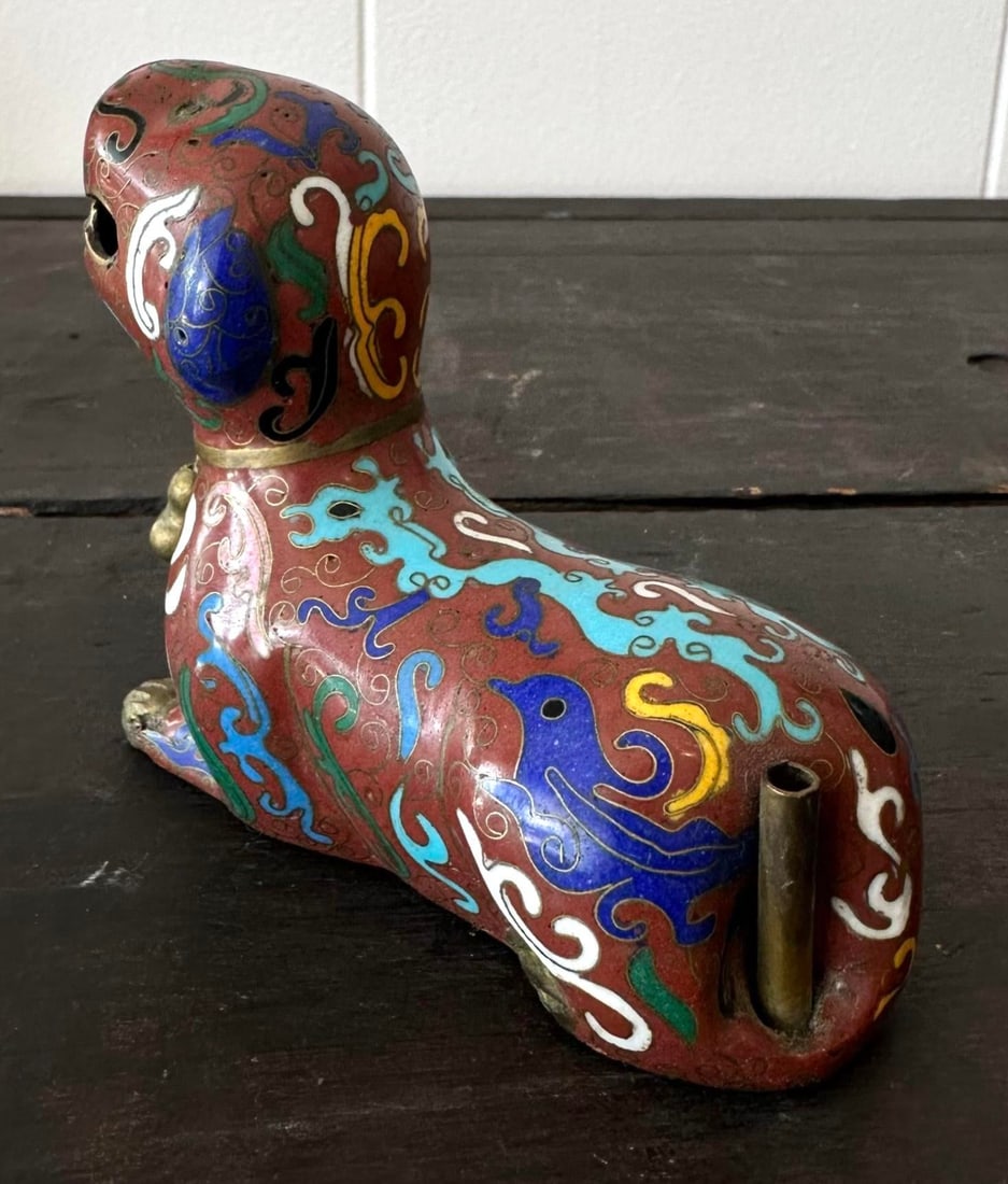 Brass Enamel Incense Burner with Foo Dog Motif Inspired by Qing Dynasty - 4