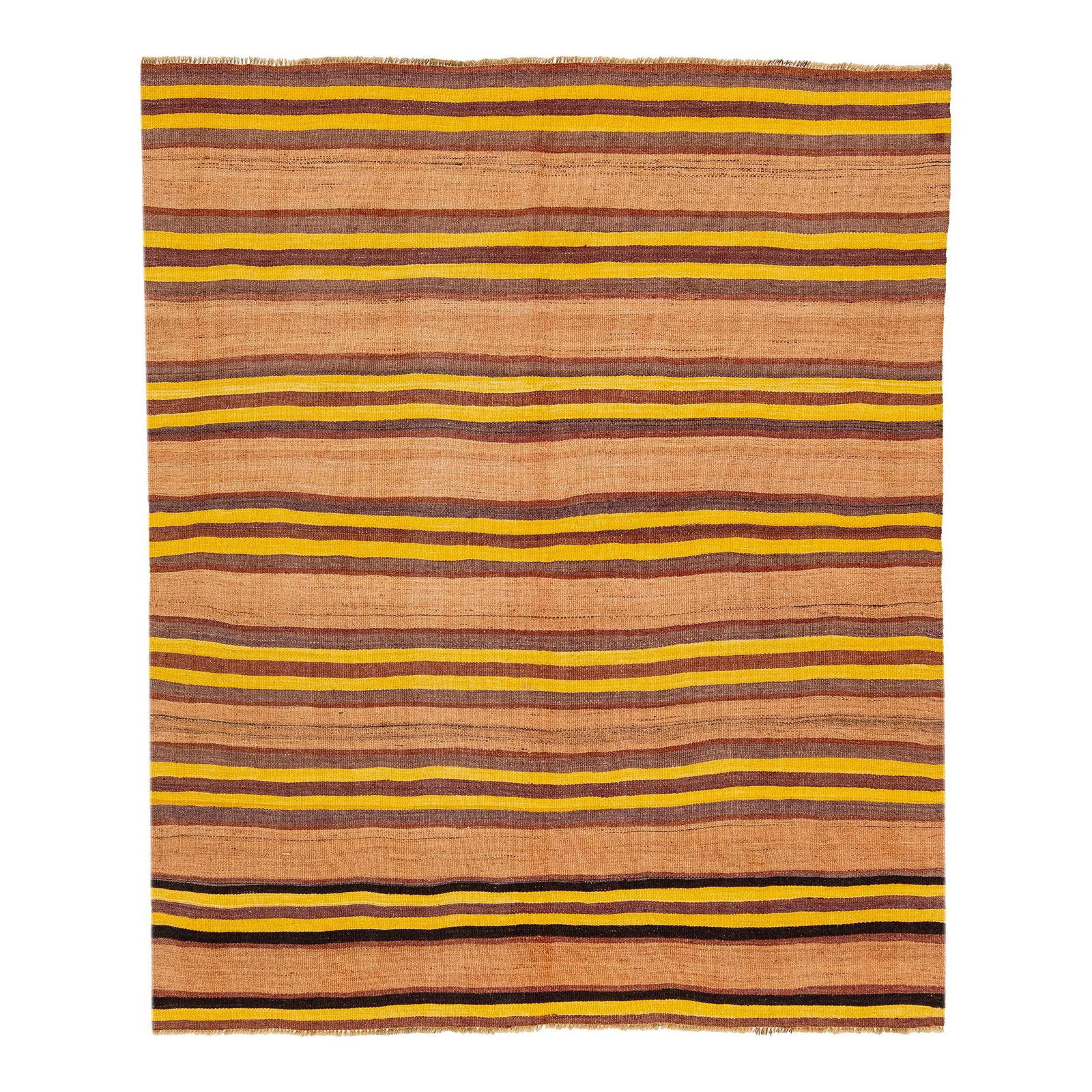 Vintage Kilim Handmade Wool Rug Brown Stripe Geometric Design 5'3 x 6'3 (1 of 7)