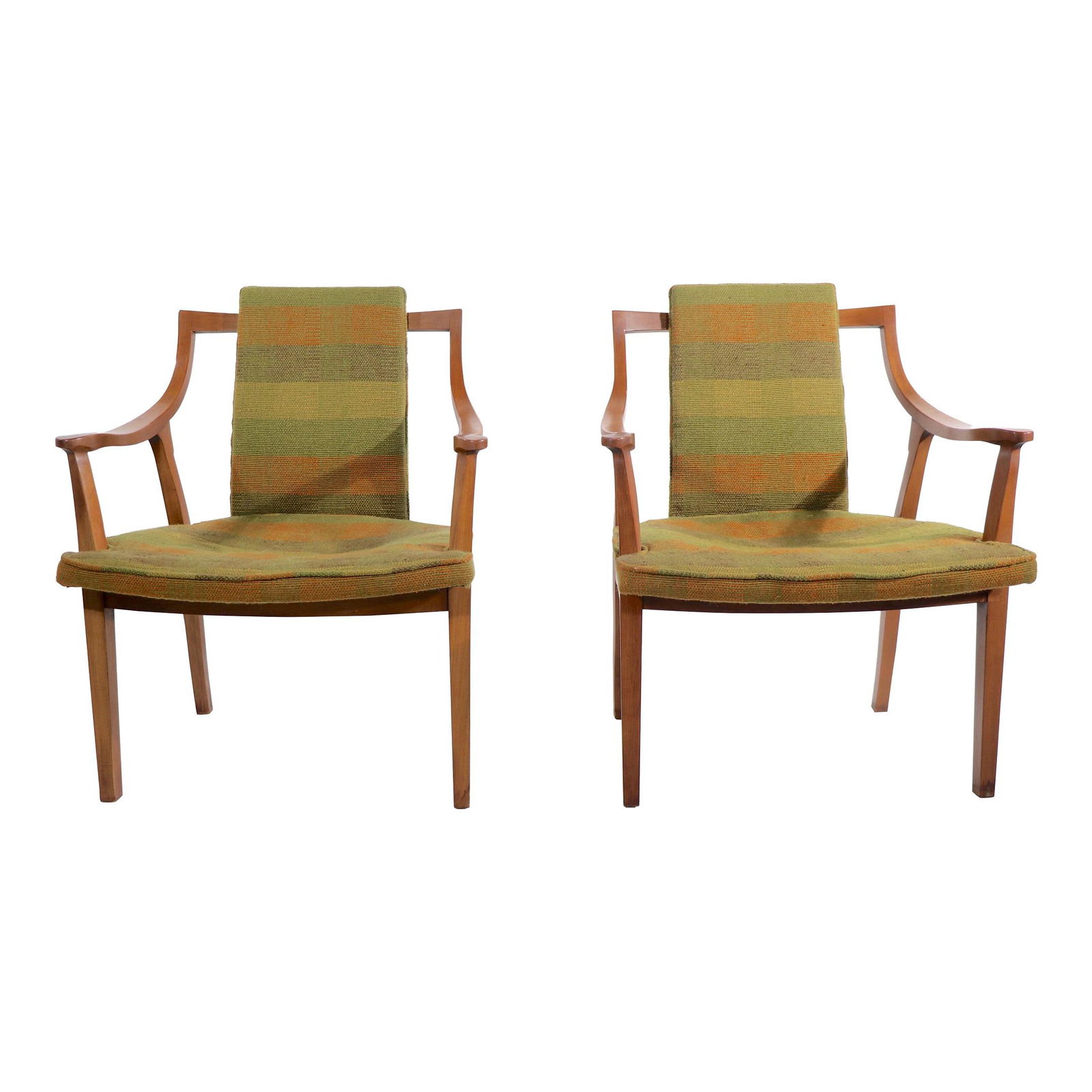 Stylish Yellow Lounge Chairs by John Widdicomb - Pair: Stylish Yellow Lounge Chairs by John Widdicomb - Pair Transform your living space with this chic and stylish pair of lounge chairs by John Widdicomb. These sophisticated open arm chairs feature beauti