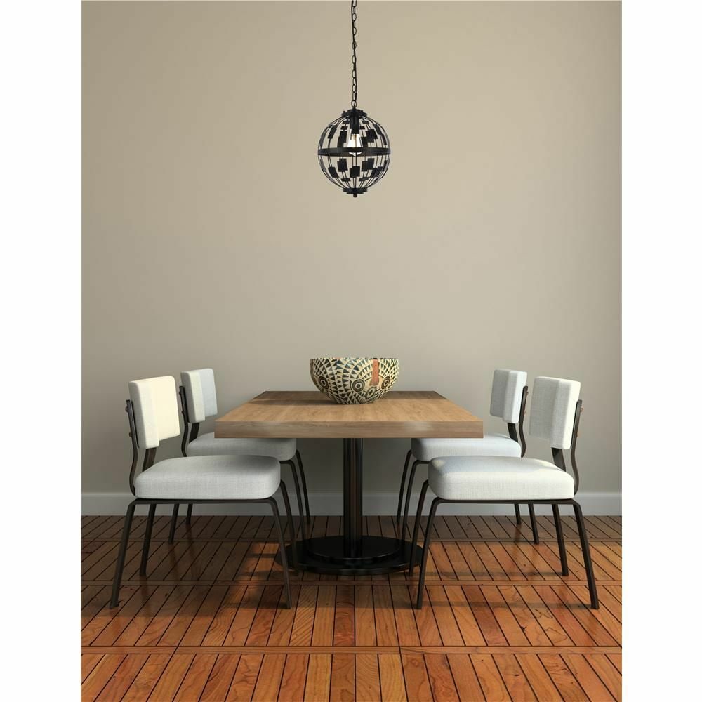 Levante 12 Inch Black Globe Pendant Light Mid-Century Modern Chandelier: Levante 12 Inch Black Globe Pendant Light Mid-Century Modern Chandelier This mid-century modern pendant chandelier features a black iron and steel globe-shaped shade, ideal for kitchen islands, dining