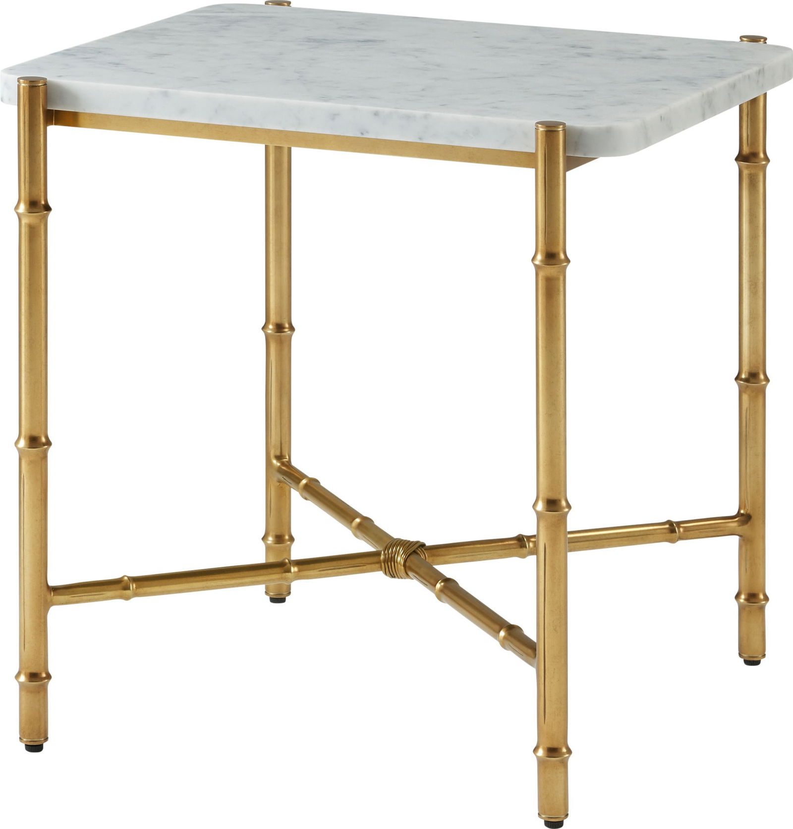 Theodore Alexander Modern Kesden Brass Marble Side Table 22H 22W 20.5D (1 of 2)