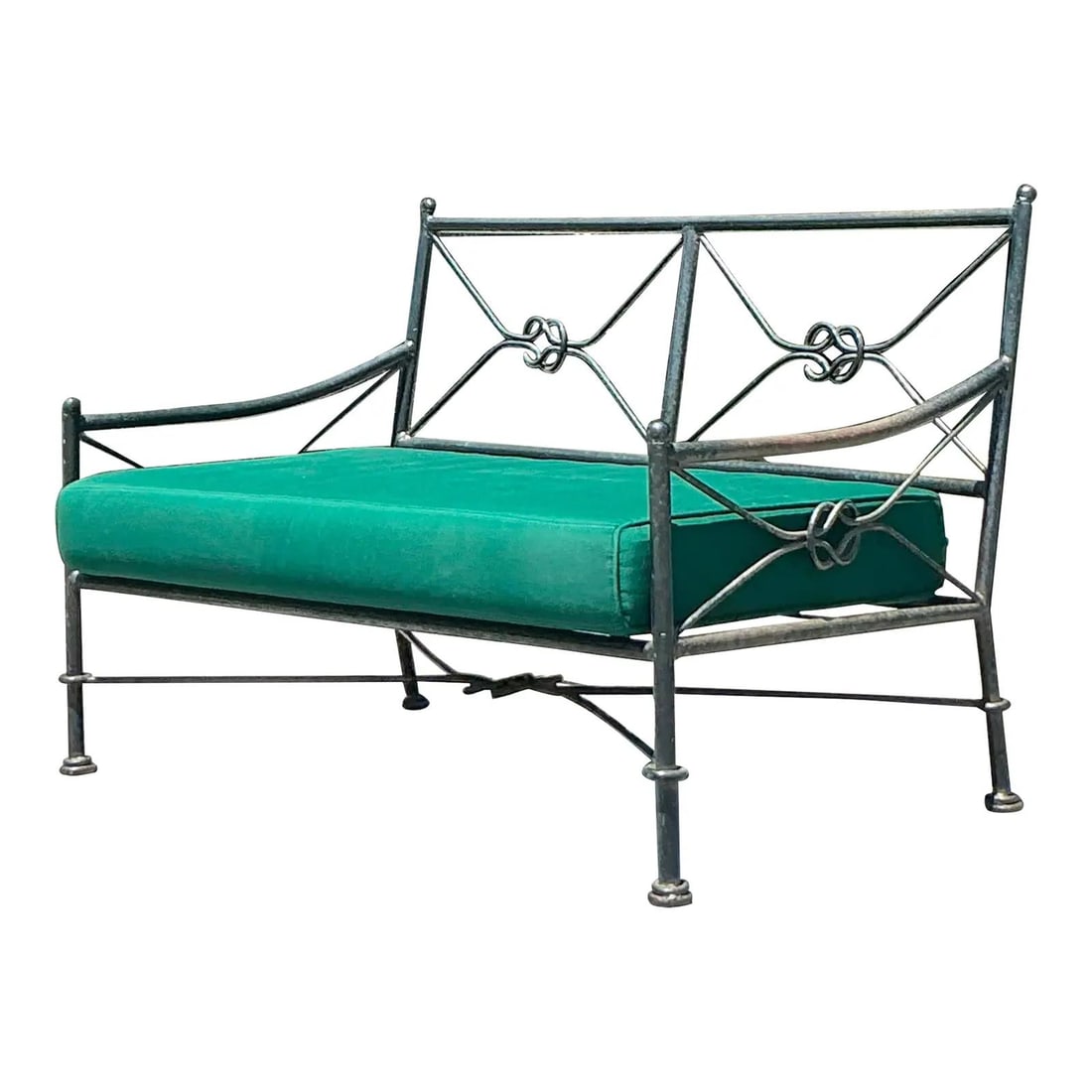 Vintage Regency Wrought Iron Loveseat with Iron Knot Design (1 of 10)