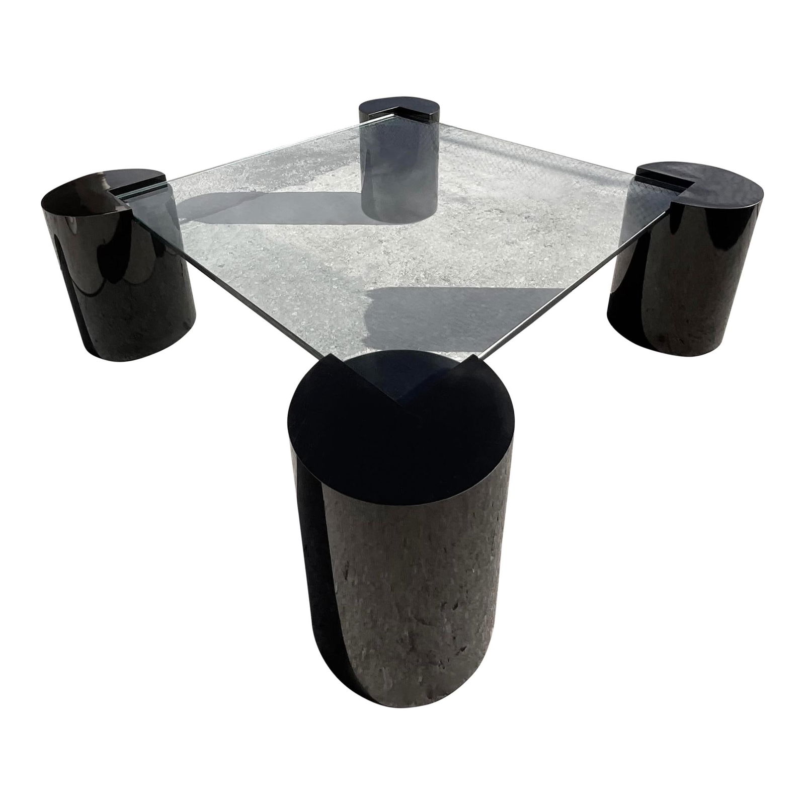 Vintage 80s Glamorous Coffee Table with Black Pedestals and Glass Top (1 of 8)