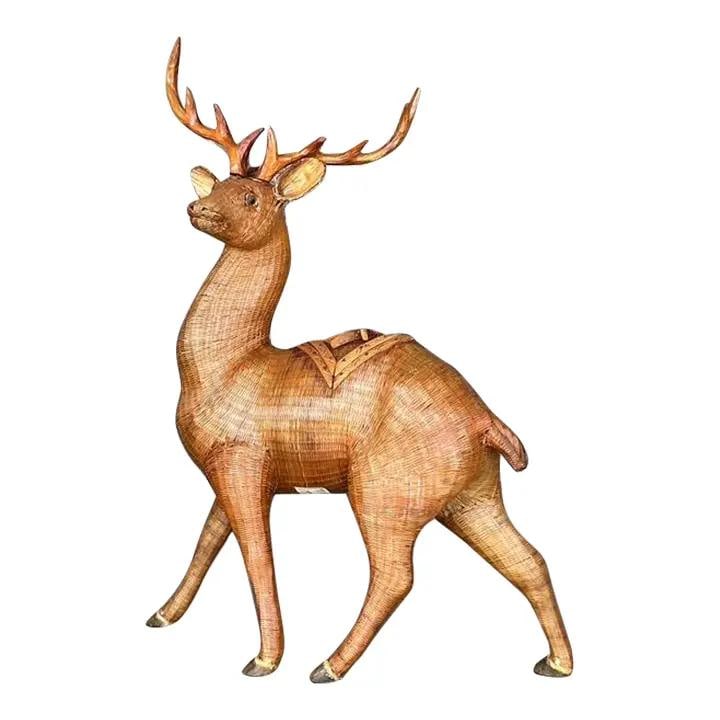 Handcrafted Vintage Shanghai Weave Deer in Natural Rattan (1 of 10)