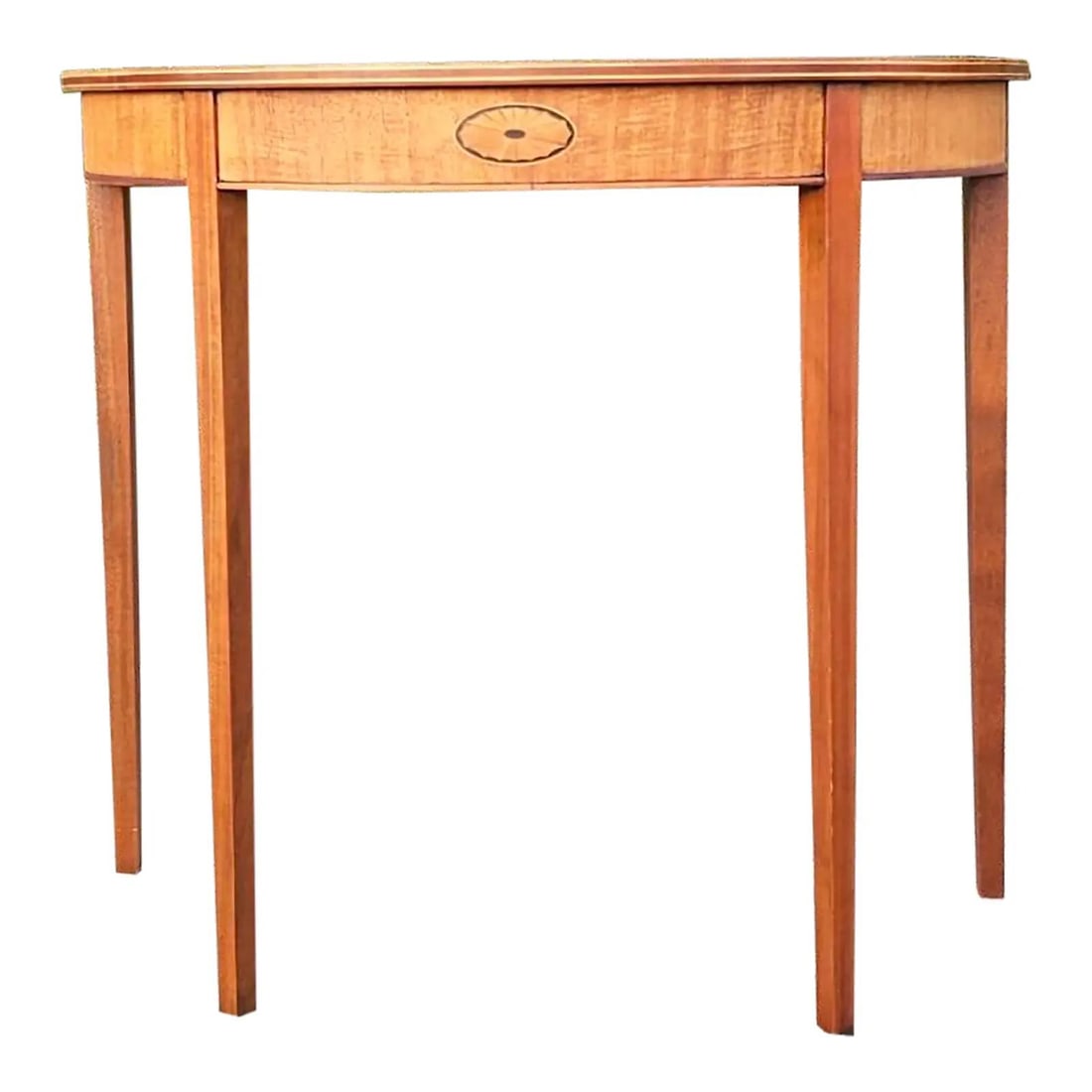 Vintage Regency Inlay Demilune Table with Camel Wood Finish (1 of 5)