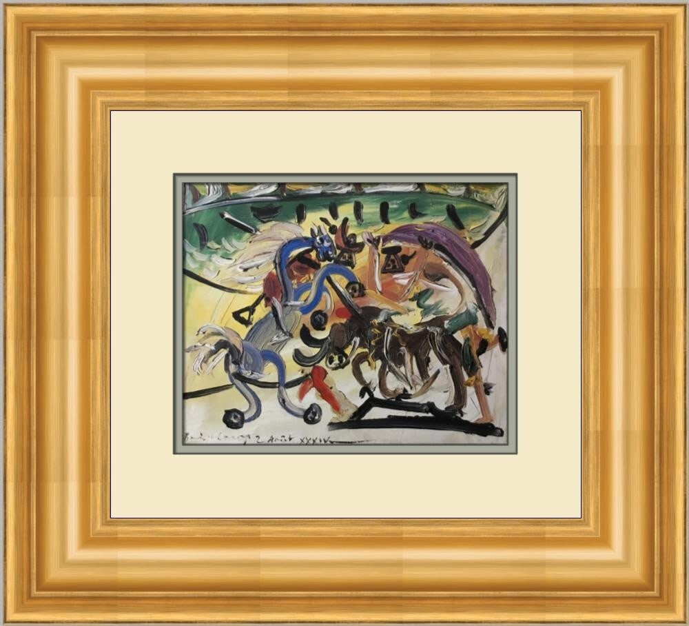 Pablo Picasso Bullfight Custom Framed Surrealism Print 1985 (1 of 2)