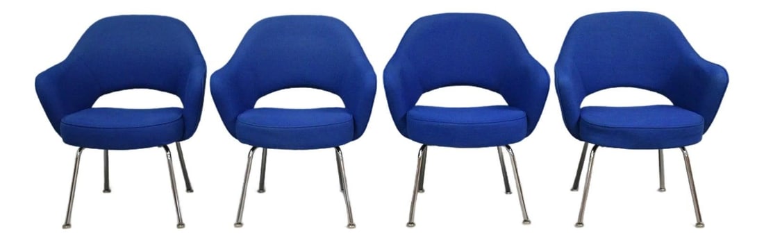 1960s Eero Saarinen Blue Dining Chairs Set of 4 for Knoll (1 of 9)