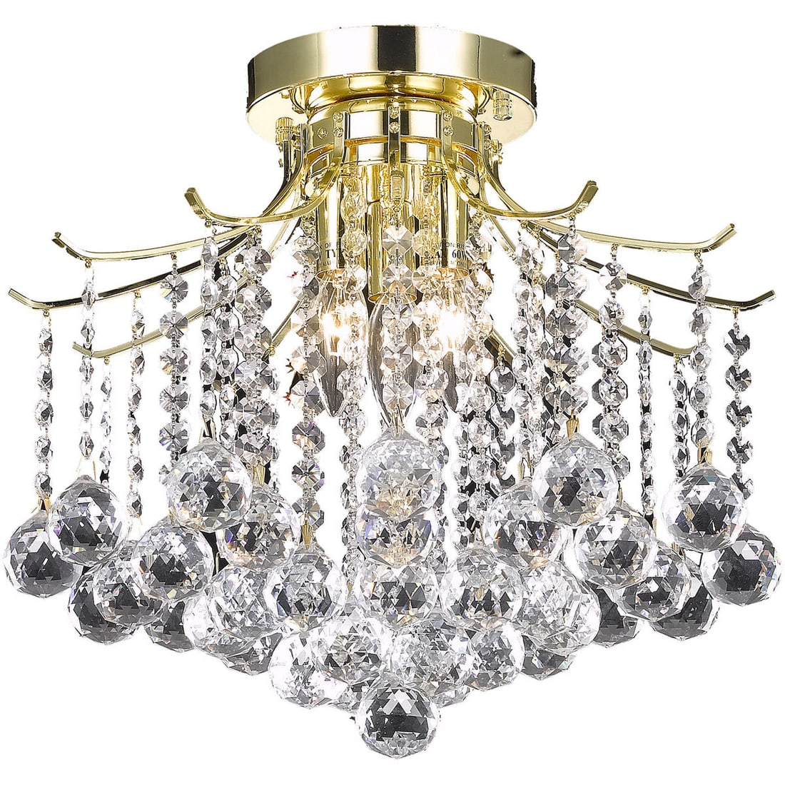 AMELIA 3 Light Gold Flush Mount Chandelier with Royal Cut Crystals (1 of 2)