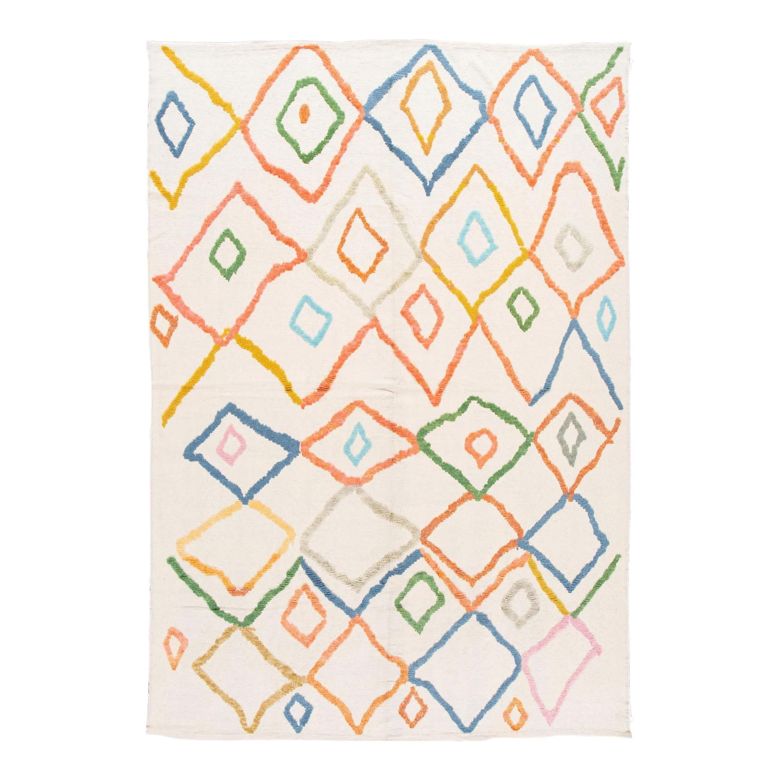 Modern Ivory Wool Rug with Multicolor Tribal Design 8'9 x 12'9 (1 of 7)